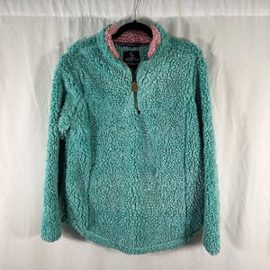 Simply Southern Sherpa Jacket Women's Small Green 1/4 Zip Long Sleeve